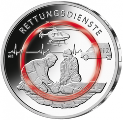 5 x 10 Euro BRD PP 2026 Rettungsdienste mit Polymerring Komplettsatz A D F G J   