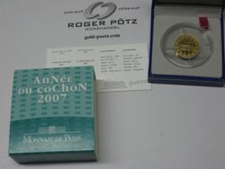 10 Euro Jahr des Schweins Gold PP 2007 Lunarserie I