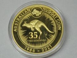 200 AUD Känguru Nugett 2021 Gold 2 Unzen 35. Jubiläum