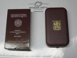 25 Euro Dante Alighieri 2021 Silber coloriert PP Vatikan 