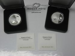 Australien 2 x 1 Dollar Silber bu und PP 2010 Kanguru Sunset 2010 Privymark Australien 2 x 1 Dollar Silber bu und PP 2010 Kanguru Sunset 2010 Privymark