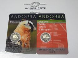 2 x 2 Euro Bartgeier und Spiele Coincard 2025 Andorra 