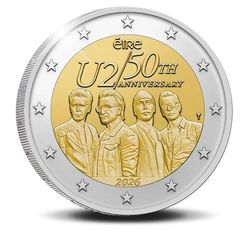 2 Euro Irland 50 Jahre Rockband U2 stempelglanz CC 2 Euro Irland 50 Jahre Rockband U2 stempelglanz CC