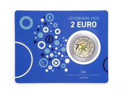 2 x 2 Euro 2025 st Coincards coloriert Henri und Schumann Erklärung Luxemburg 